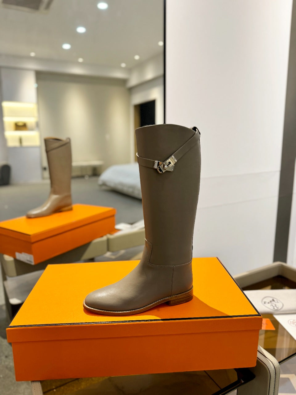 HERMES STIVALI JUMPING IN PEANUT BROWN CALFSKIN