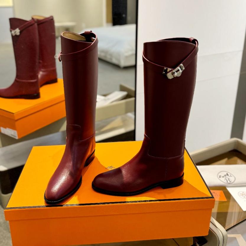 HERMES STIVALI JUMPING IN WINE RED CALFSKIN