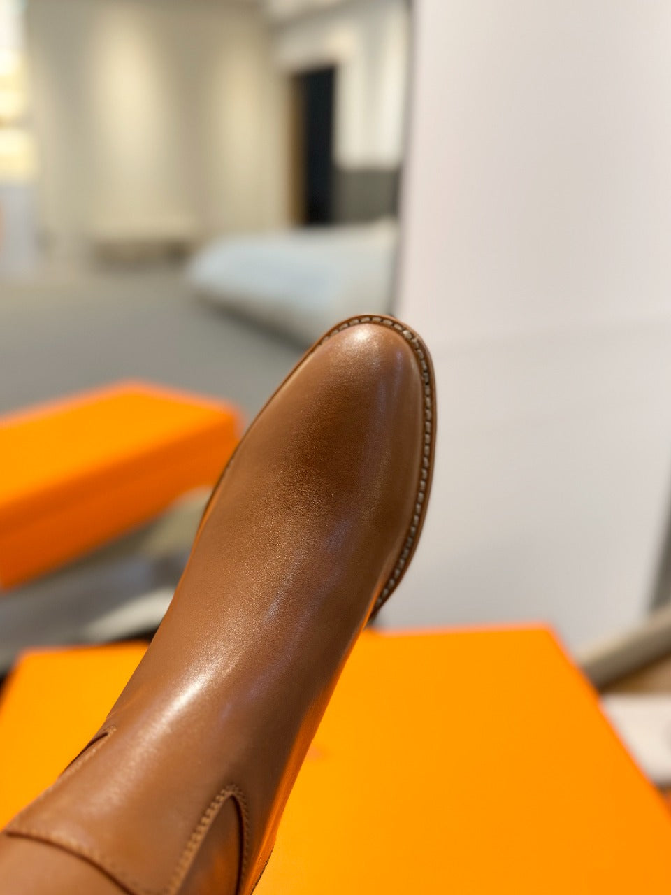 HERMES STIVALI JUMPING IN GINGERBREAD BROWN CALFSKIN