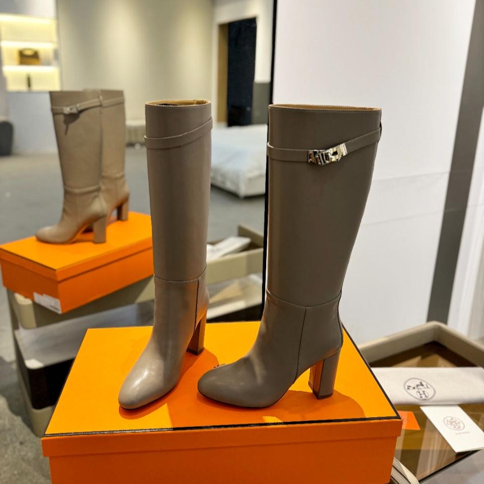 HERMES STORY BOOT 85MM IN PEANUT BROWN CALFSKIN