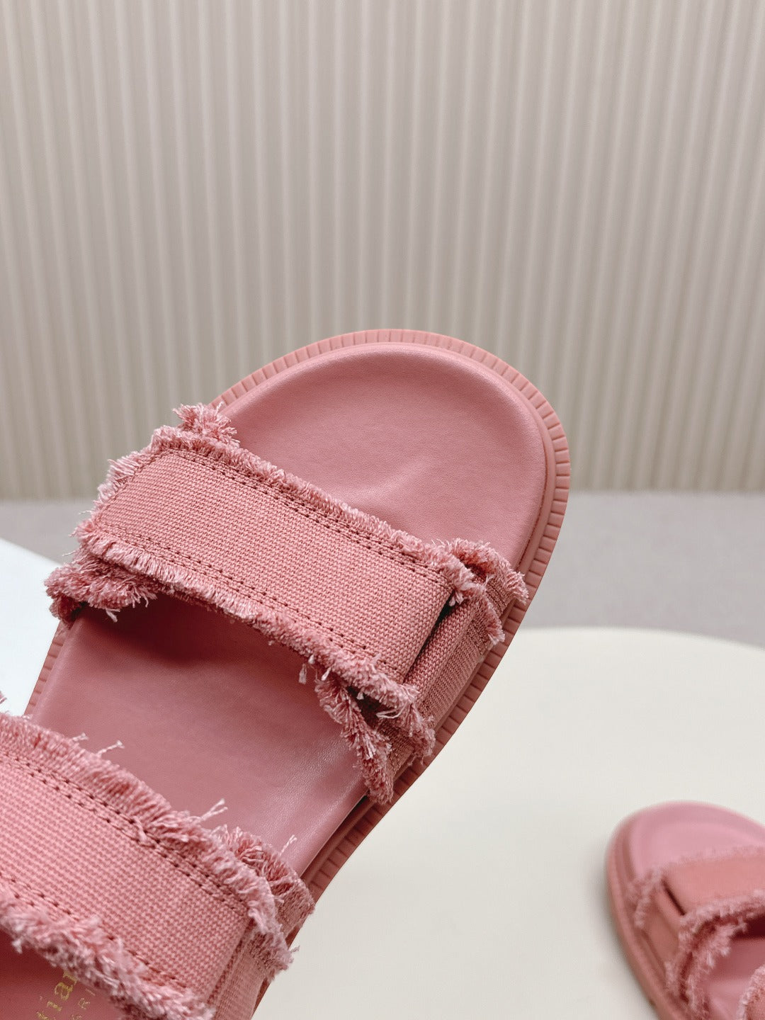 DIOR BACK-STRAP SANDALS 25S IN PEACHY PINK DENIM AND CALFSKIN WITH GOLD HARDWARE