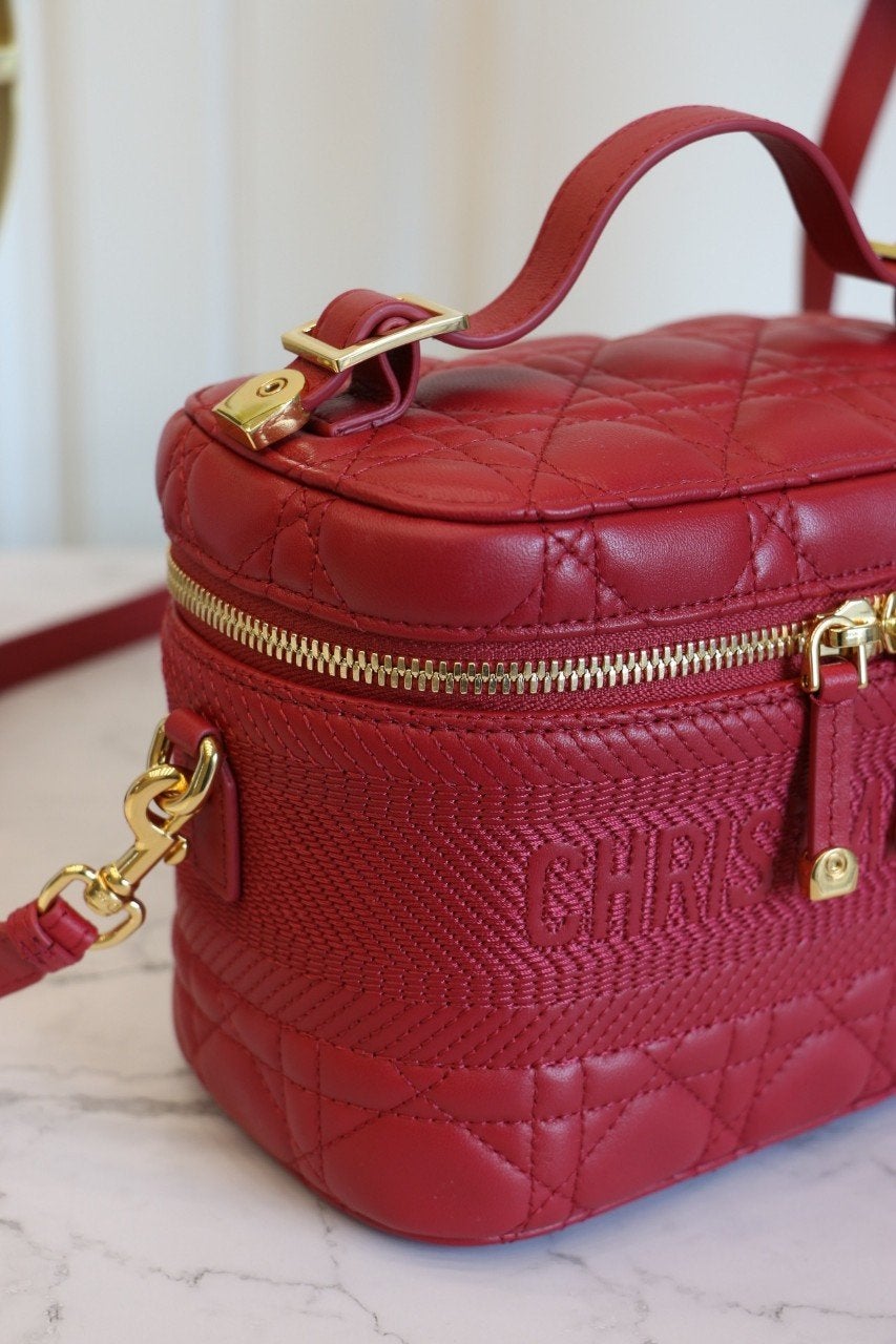 DIOR SMALL TRAVEL VANITY RED LAMBSKIN