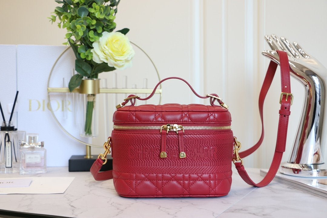DIOR SMALL TRAVEL VANITY RED LAMBSKIN