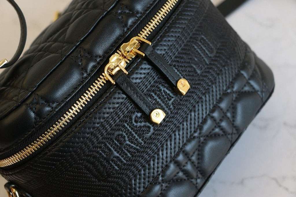 DIOR SMALL TRAVEL VANITY CASE BLACK LAMBSKIN